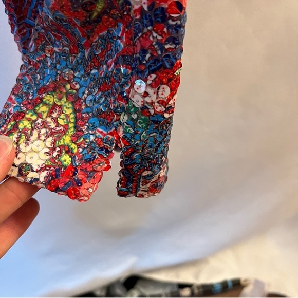 Saks Fifth Avenue Womens Multicolor Sequin Dress Pants Size 4 Straight leg Rare - Picture 5 of 10